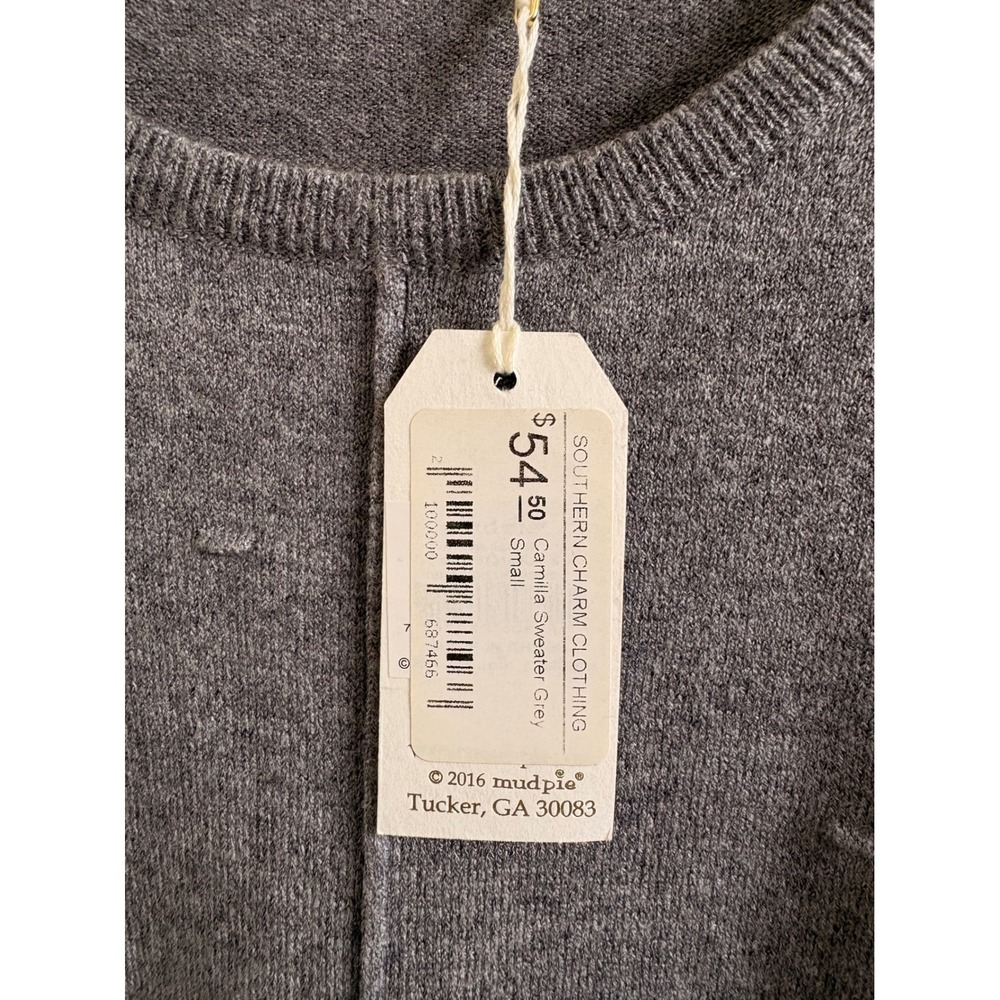 Mud Pie Camilla Sweater Womens Small Grey Textured Dot Tunic Knit Top NWT‎ - Picture 6 of 8